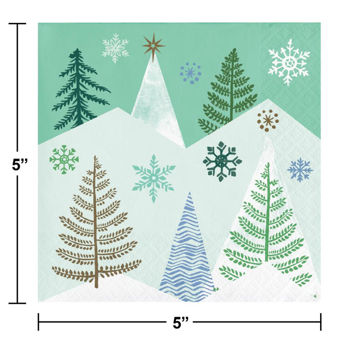 Party Decorations Winter Wonderland Beverage Napkin (16 per Pkg)