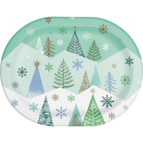 Party Decorations Winter Wonderland Oval Platter (8 per Pkg)