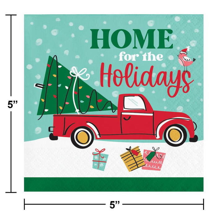 Party Decorations Christmas Cars Beverage Napkin (16 per Pkg)