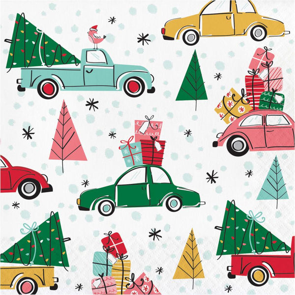 Party Decorations Christmas Cars Luncheon Napkin (16 per Pkg)