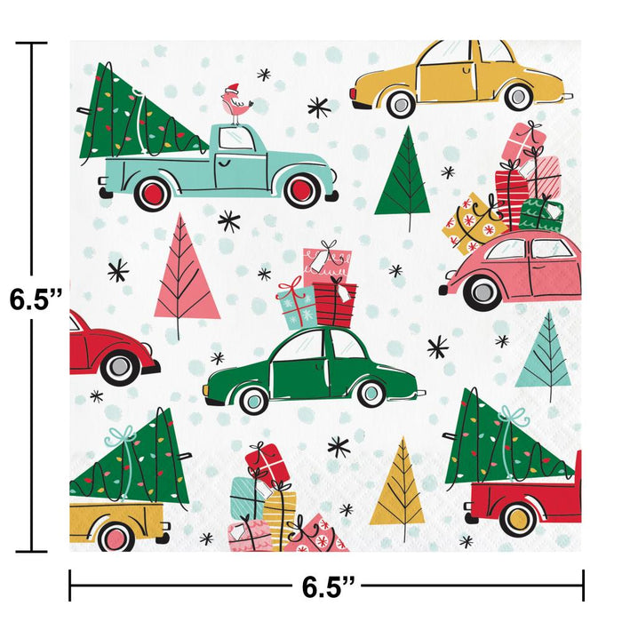 Party Decorations Christmas Cars Luncheon Napkin (16 per Pkg)