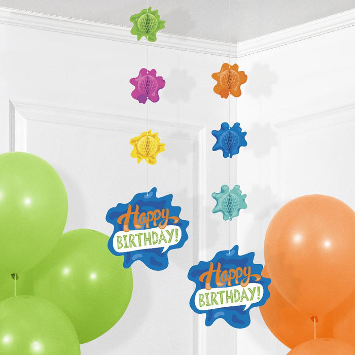 Party Decorations Splatter Hanging Cutouts w/ Honeycomb (2 per Pkg)