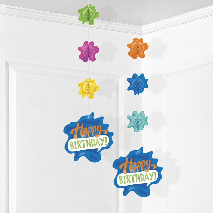 Party Decorations Splatter Hanging Cutouts w/ Honeycomb (2 per Pkg)