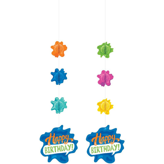 Party Decorations Splatter Hanging Cutouts w/ Honeycomb (2 per Pkg)