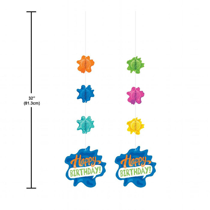 Party Decorations Splatter Hanging Cutouts w/ Honeycomb (2 per Pkg)