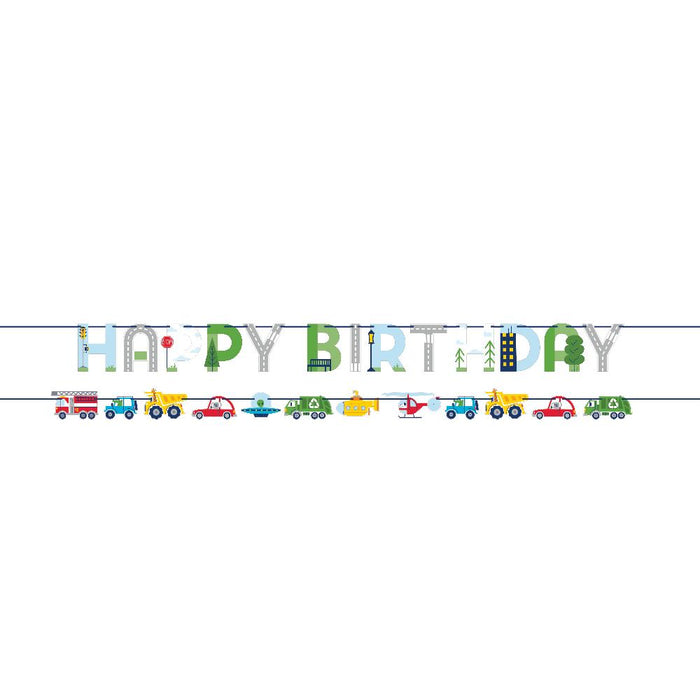 Party Decorations Transportation Time Banner, 2 Pack (2 per Pkg)