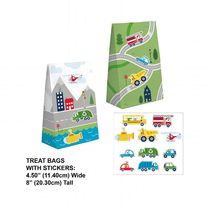 Party Decorations Transportation Time Paper Treat Bags with Attachments (8 per Pkg)