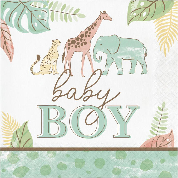 Party Decorations Safari Baby Lunch Napkin, Boy (16 per Pkg)