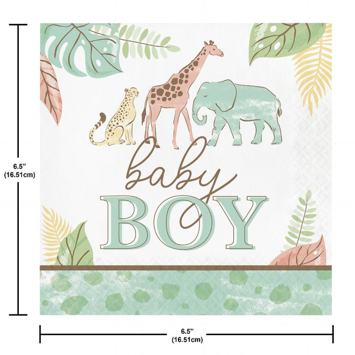 Party Decorations Safari Baby Lunch Napkin, Boy (16 per Pkg)