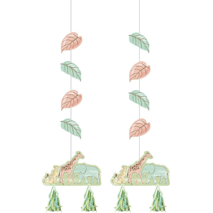 Party Decorations Safari Baby Hanging Cutouts w/ Tassels (2 per Pkg)