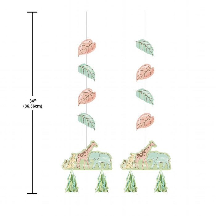 Party Decorations Safari Baby Hanging Cutouts w/ Tassels (2 per Pkg)