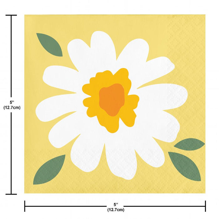 Party Decorations Sweet Daisy Beverage Napkin (16 per Pkg)