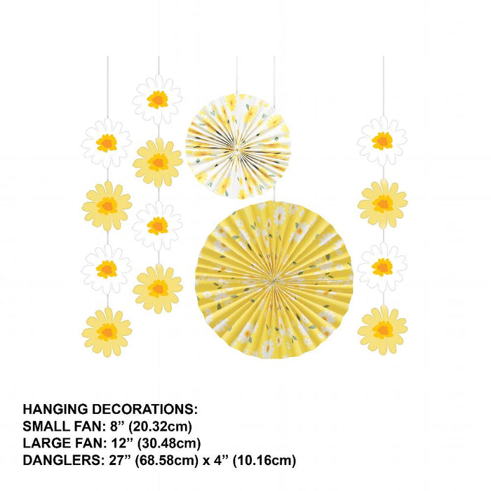 Party Decorations Sweet Daisy Hanging Décor Kit (5 per Pkg)