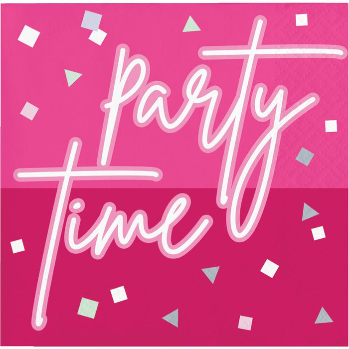 Party Decorations Pink Party Beverage Napkin, Foil (16 per Pkg)