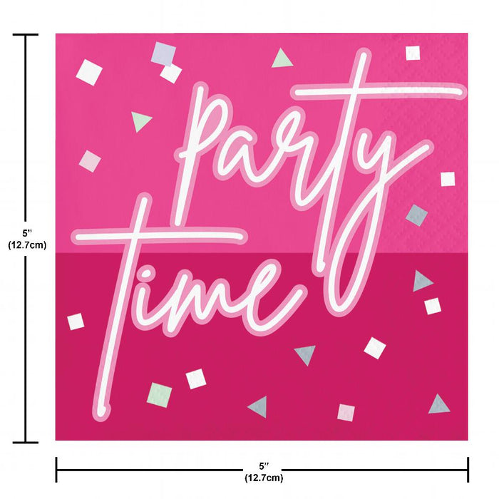 Party Decorations Pink Party Beverage Napkin, Foil (16 per Pkg)