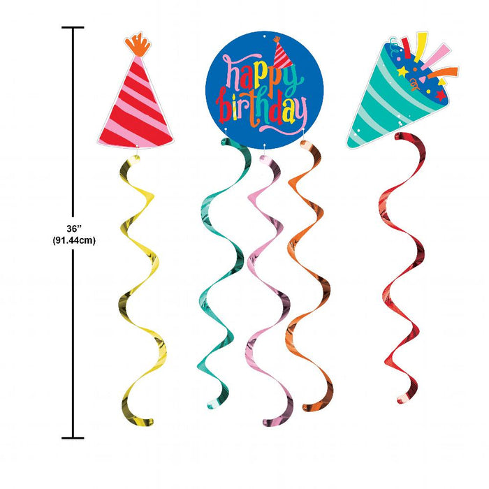 Party Decorations Hats Off Birthday Hanging Décor (3 per Pkg)