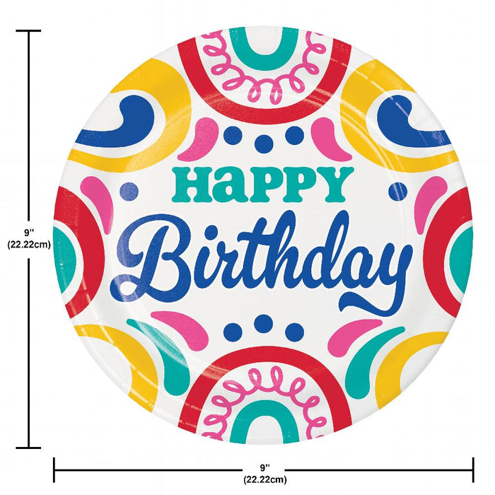 Party Decorations Birthday Swirls Dinner Plate (8 per Pkg)