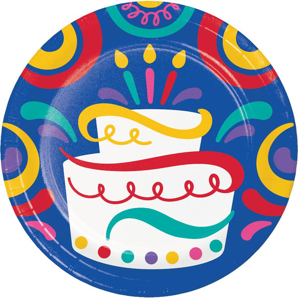 Party Decorations Birthday Swirls Luncheon Plate (8 per Pkg)