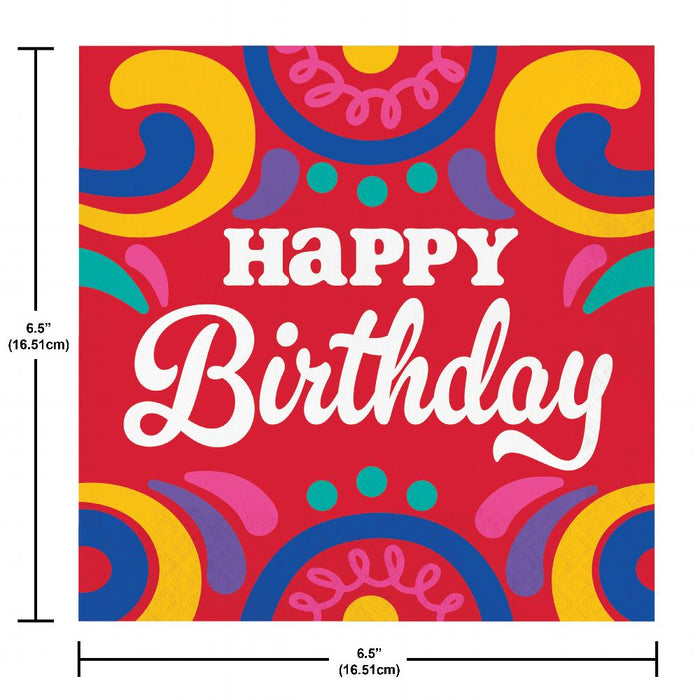 Party Decorations Birthday Swirls Lunch Napkin (16 per Pkg)