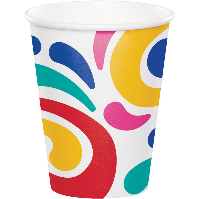 Party Decorations Birthday Swirls Hot/Cold Cup 9oz. (8 per Pkg)