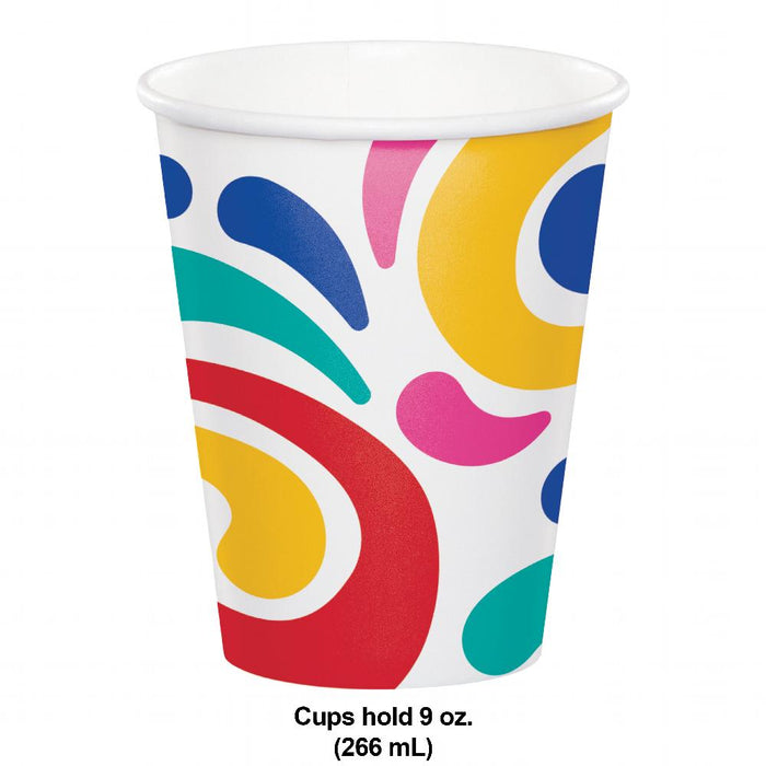 Party Decorations Birthday Swirls Hot/Cold Cup 9oz. (8 per Pkg)