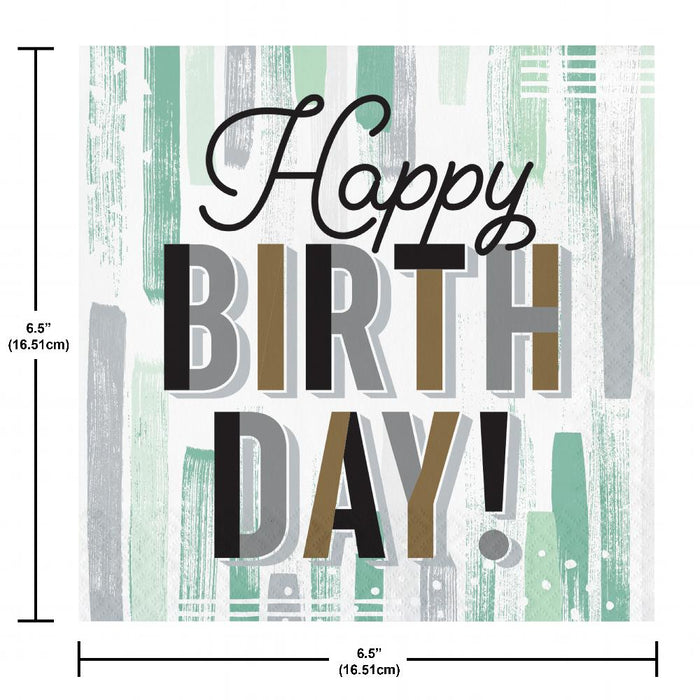 Party Decorations Minted Milestone Lunch Napkin, Happy Birthday (16 per Pkg)