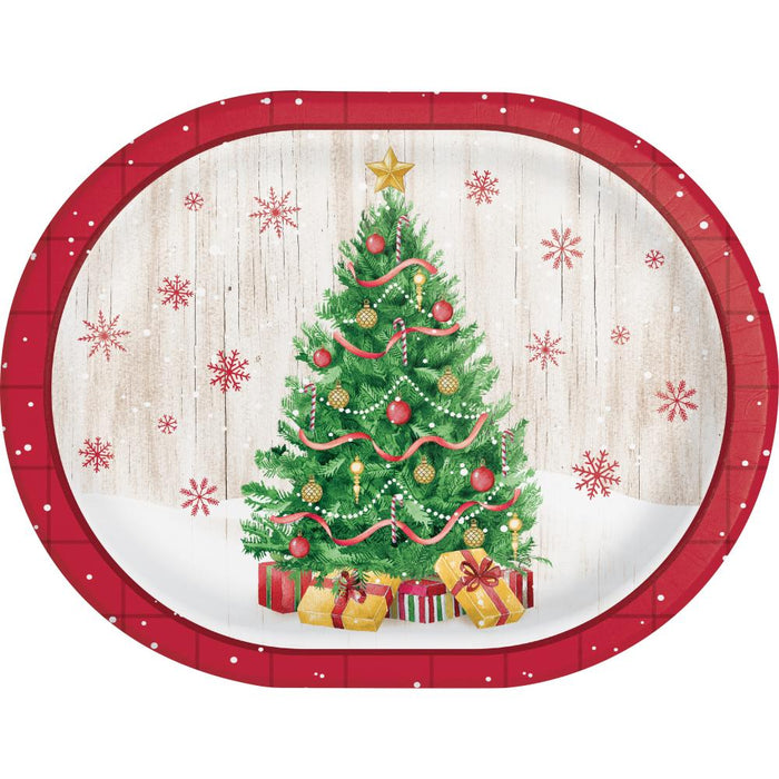 Party Decorations Vintage Christmas Oval Platter (8 per Pkg)