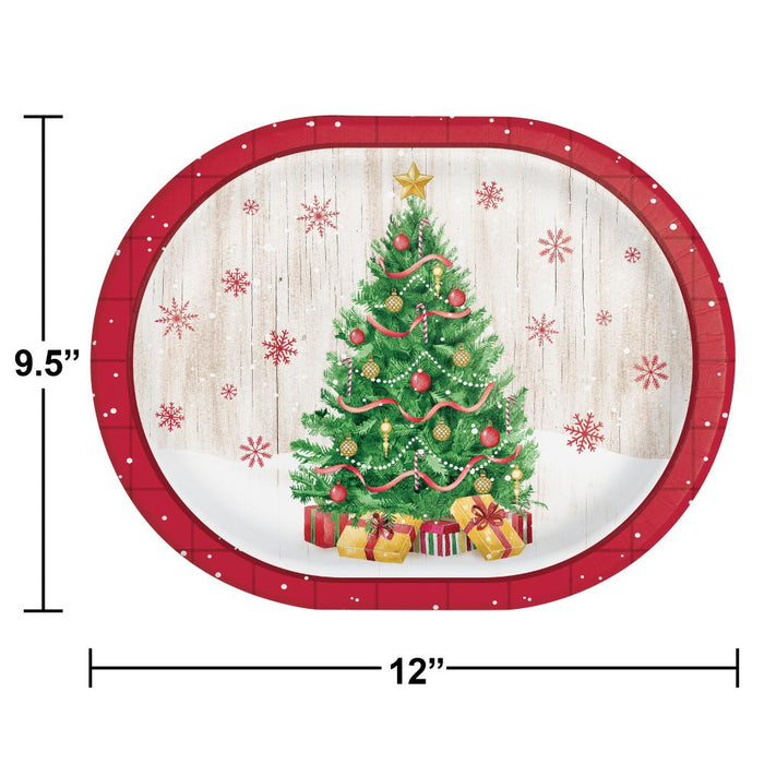 Party Decorations Vintage Christmas Oval Platter (8 per Pkg)