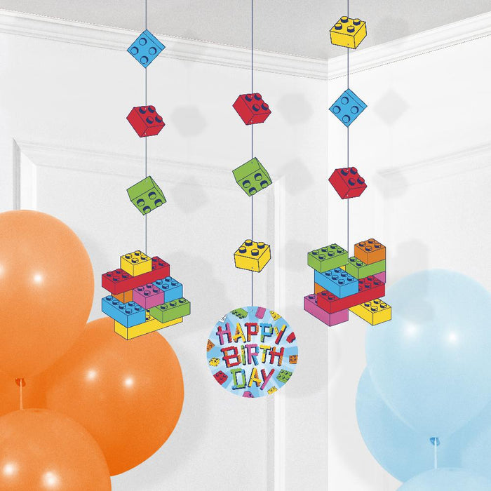 Party Decorations Block Bash Hanging Cutouts (3 per Pkg)