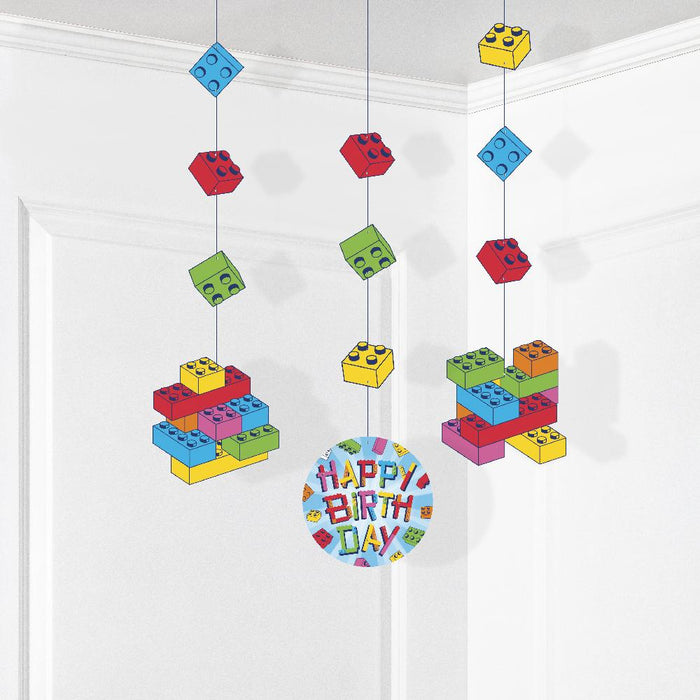 Party Decorations Block Bash Hanging Cutouts (3 per Pkg)