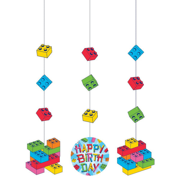 Party Decorations Block Bash Hanging Cutouts (3 per Pkg)