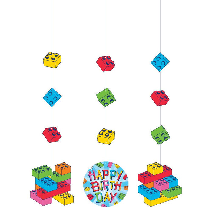 Party Decorations Block Bash Hanging Cutouts (3 per Pkg)