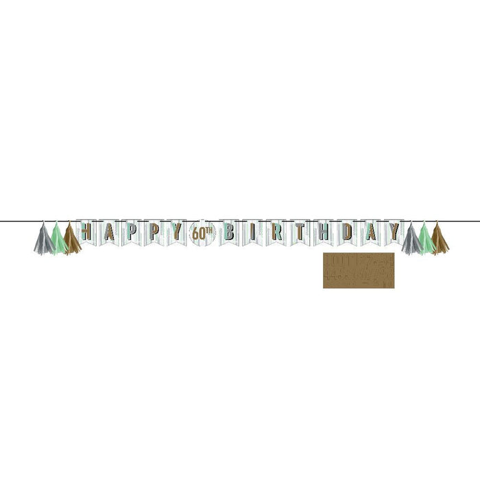 Party Decorations Minted Milestone Banner with Tassels & Stickers (1 per Pkg)