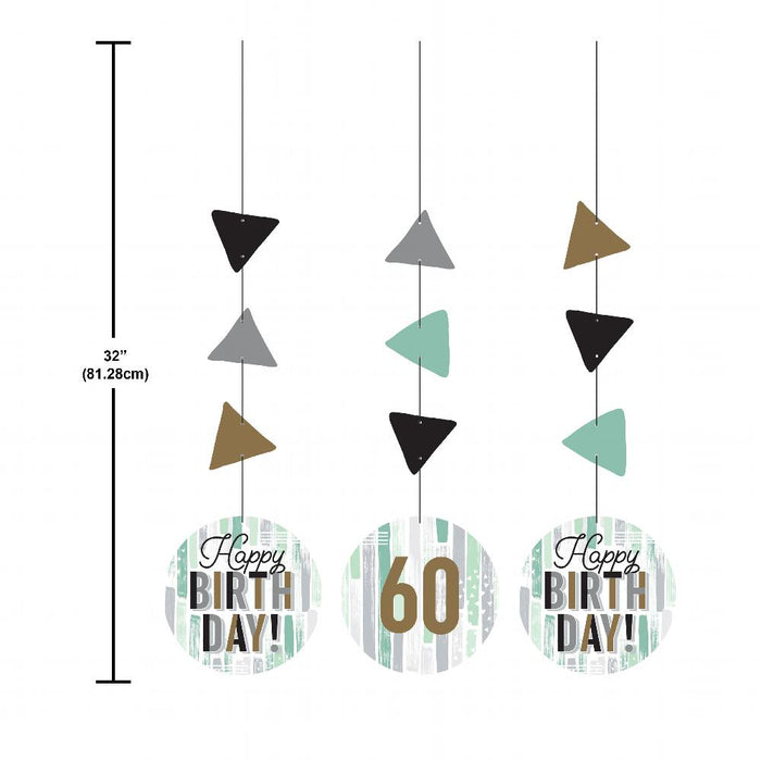 Party Decorations Minted Milestone Hanging Cutouts w/ Stickers (3 per Pkg)