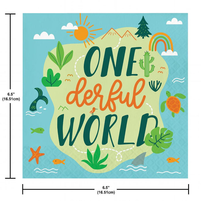 Party Decorations World Adventure Lunch Napkin, One-derful World (16 per Pkg)