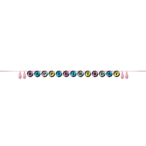 Party Decorations Birthday Beats Ribbon Banner Shaped w/ Tassels (1 per Pkg)