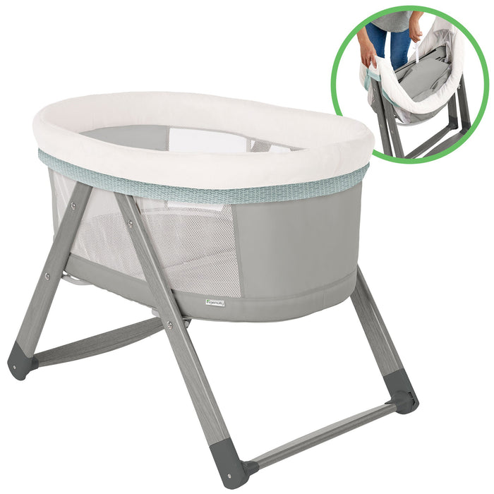 Ingenuity Foldaway Rocking Wood Frame Portable Folding Rocking Bassinet, Wallace