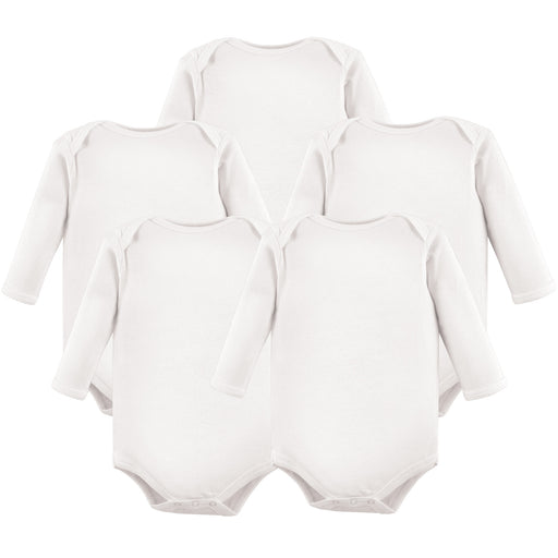 Luvable Friends Cotton Long-Sleeve Bodysuits 5 Pack, White
