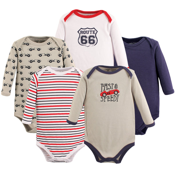 Luvable Friends Baby Boy Cotton Long-Sleeve Bodysuits 5-Pack, Speedy