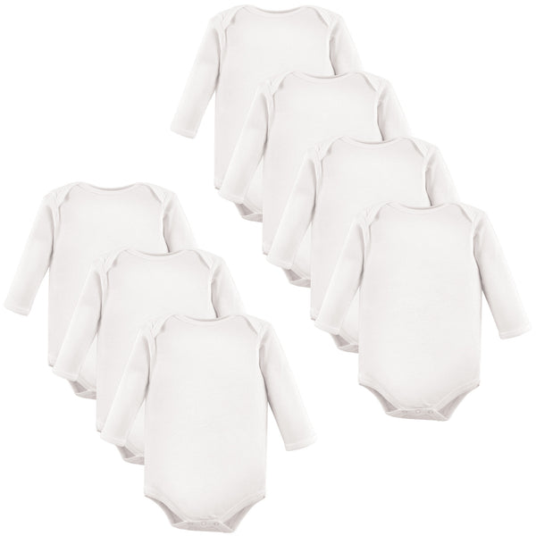 Luvable Friends Cotton Long-Sleeve Bodysuits 7 Pack, White