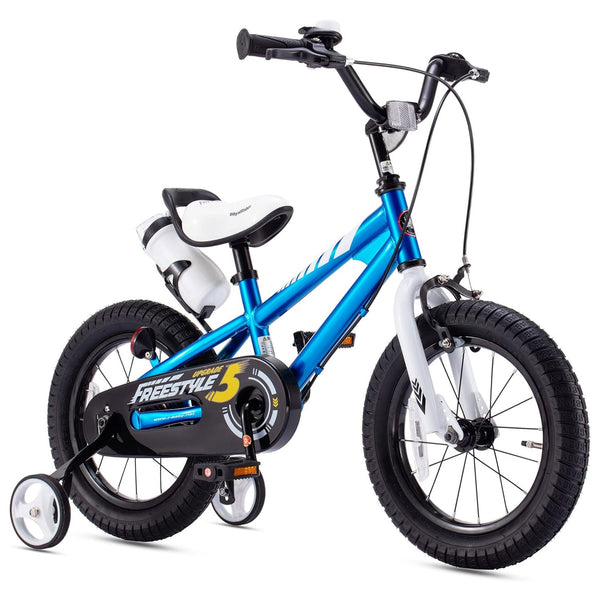 RoyalBaby Freestyle Outdoor Kid's Bicycle with Training Wheels, 16 Inch, Blue