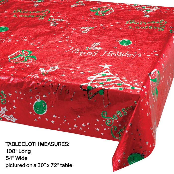 Party Decorations Metallic Printed Christmas Plastic Table Cover