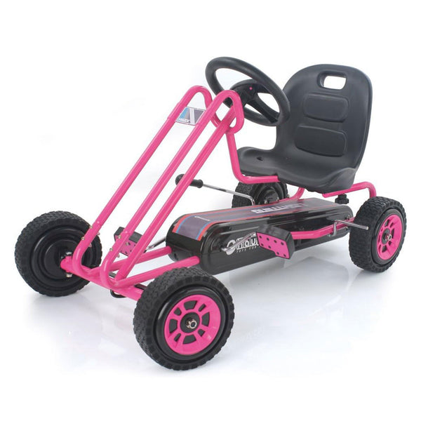 Hauck Lightning Ergonomic Pedal Ride On Go Kart Toys for Boys and Girls, Pink