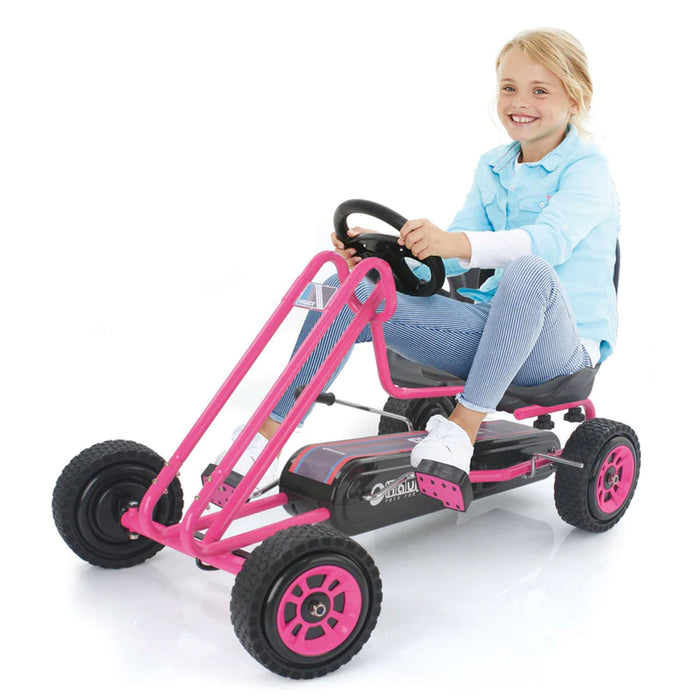 Hauck Lightning Ergonomic Pedal Ride On Go Kart Toys for Boys and Girls, Pink