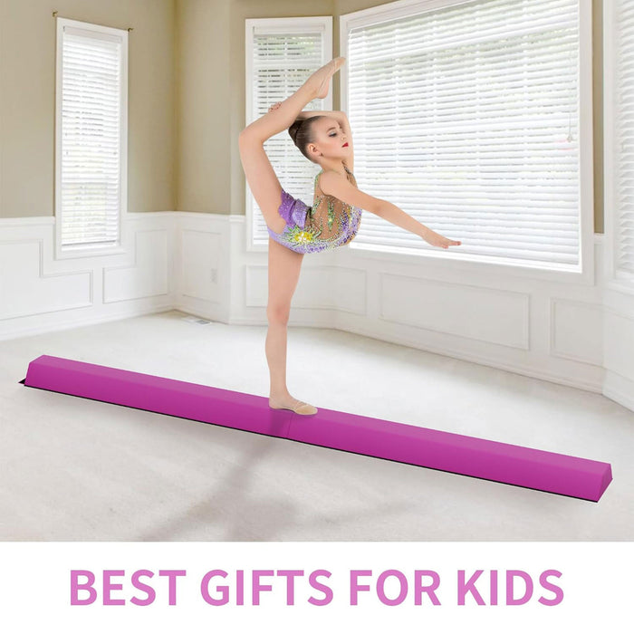 BalanceFrom 8 Foot Folding Balance Gymnastics Floor Beam with Handles, Pink