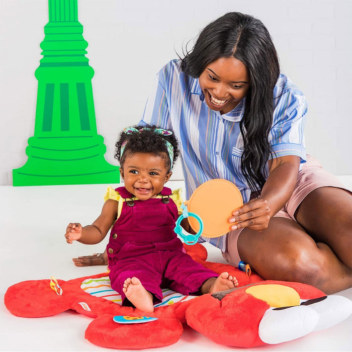 Bright Starts Sesame Street Tummy Time Elmo Prop Mat with 3 Detachable Toys