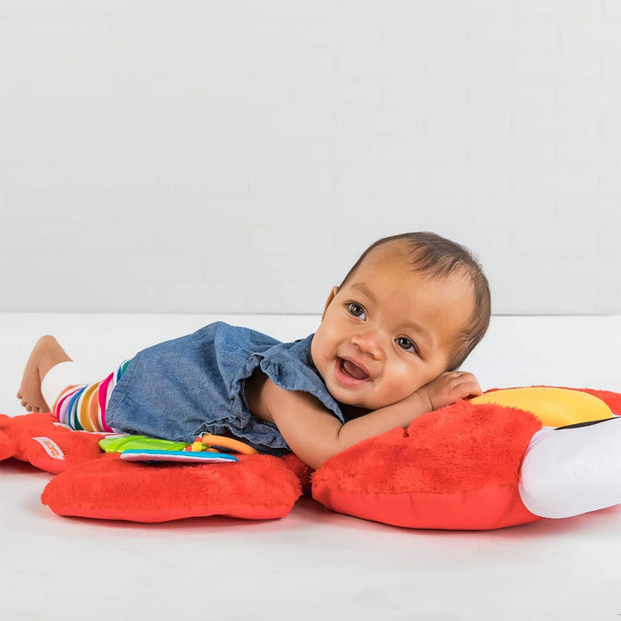 Bright Starts Sesame Street Tummy Time Elmo Prop Mat with 3 Detachable Toys