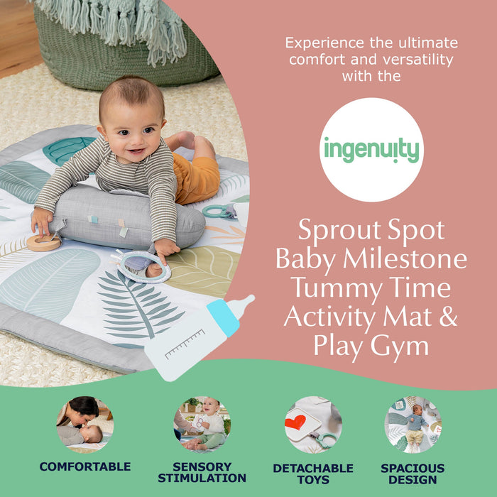 Ingenuity Sprout Spot Baby Milestone Tummy Time Activity Mat and Play Gym Unisex