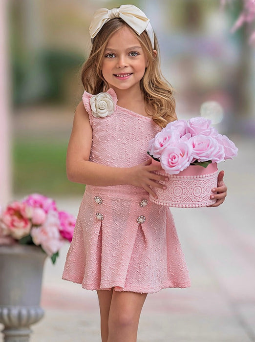 Mia Belle Girls Fancy Flower Pink Matching Top and Skirt Set