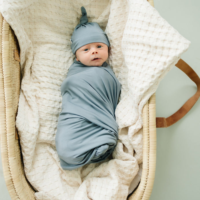 Mebie Baby Dusty Blue Bamboo Stretch Swaddle